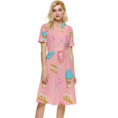 Toothy Sweets Button Top Knee Length Dress by SychEva