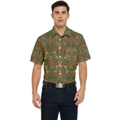 Modern Tropical Motif Print Men s Short Sleeve Pocket Shirt  by dflcprintsclothing