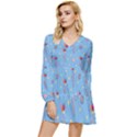 Baby Elephant Flying On Balloons Tiered Long Sleeve Mini Dress View1