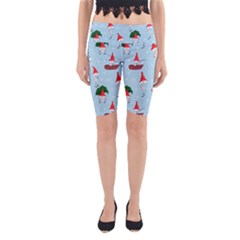 Funny Mushrooms Go About Their Business Yoga Cropped Leggings by SychEva