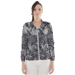 Grey And White Grunge Camouflage Abstract Print Women s Windbreaker by dflcprintsclothing