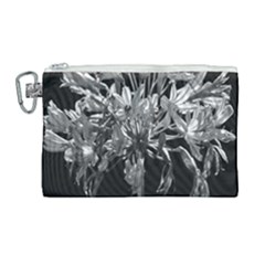 Black And White Lilies Botany Motif Print Canvas Cosmetic Bag (large) by dflcprintsclothing