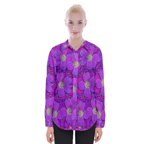 Fantasy Flowers In Paradise Calm Style Womens Long Sleeve Shirt by pepitasart