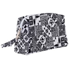 Black And White Geometric Print Wristlet Pouch Bag (large) by dflcprintsclothing