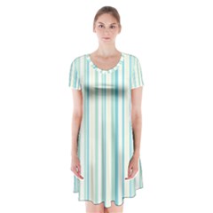 Green Stripes Short Sleeve V-neck Flare Dress by designsbymallika