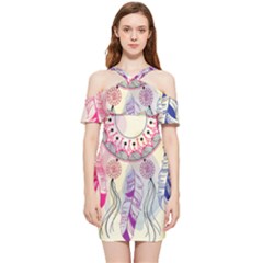Boho Dreamcatcher Love Shoulder Frill Bodycon Summer Dress by designsbymallika