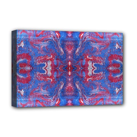 Red Blue Repeats Deluxe Canvas 18  X 12  (stretched) by kaleidomarblingart