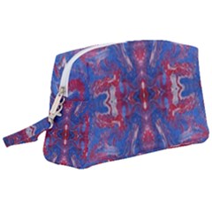 Red Blue Repeats Wristlet Pouch Bag (large) by kaleidomarblingart