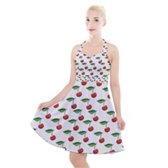 Cherries Love Halter Party Swing Dress  by designsbymallika
