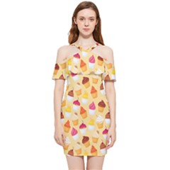 Cupcakes Love Shoulder Frill Bodycon Summer Dress by designsbymallika