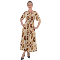 Chocolate Donut Love Shoulder Straps Boho Maxi Dress  by designsbymallika