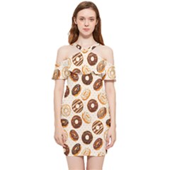 Chocolate Donut Love Shoulder Frill Bodycon Summer Dress by designsbymallika