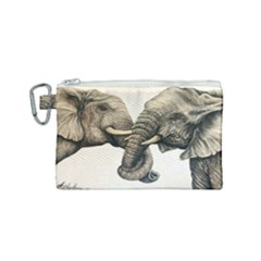 Two Elephants  Canvas Cosmetic Bag (small) by ArtByThree
