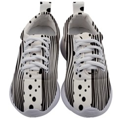 Stripes Black White Pattern Kids Athletic Shoes by designsbymallika