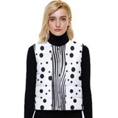 Stripes Black White Pattern Women s Short Button Up Puffer Vest by designsbymallika