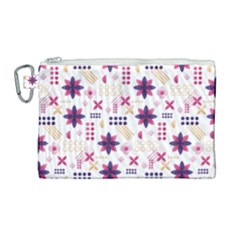 Minimal Floral Pattern Canvas Cosmetic Bag (large) by designsbymallika