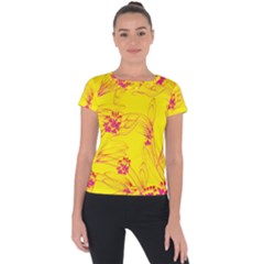 Floral Abstract Pattern Short Sleeve Sports Top  by designsbymallika