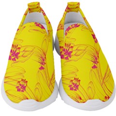 Floral Abstract Pattern Kids  Slip On Sneakers by designsbymallika