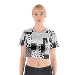 Black And White Pattern Cotton Crop Top by designsbymallika