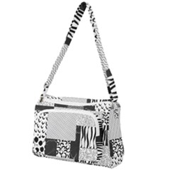 Black And White Pattern Front Pocket Crossbody Bag by designsbymallika