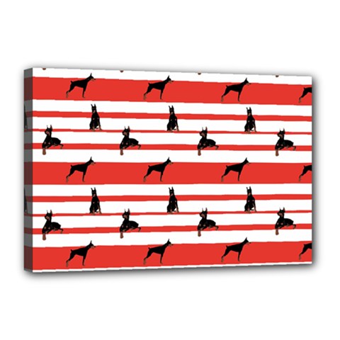 Doberman Dogs On Lines Canvas 18  X 12  (stretched) by SychEva