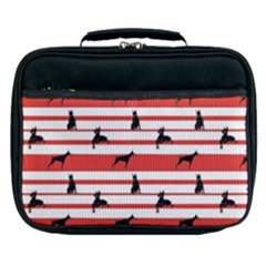 Doberman Dogs On Lines Lunch Bag by SychEva