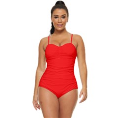 Color Red Retro Full Coverage Swimsuit by Kultjers