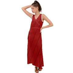 Print Cornell Red Pattern Design V-neck Chiffon Maxi Dress by dflcprintsclothing