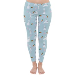 Funny And Funny Hares  And Rabbits In The Meadow Classic Winter Leggings by SychEva
