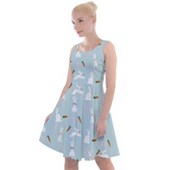 Funny And Funny Hares  And Rabbits In The Meadow Knee Length Skater Dress by SychEva