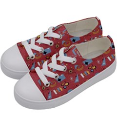 50s Small Print Kids  Low Top Canvas Sneakers by InPlainSightStyle