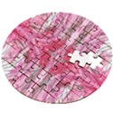 Magenta marbling symmetry Wooden Puzzle Round View2