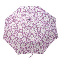 White Hawaiian Flowers On Purple Folding Umbrellas