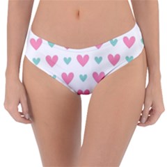 Pink Hearts One White Background Reversible Classic Bikini Bottoms by AnkouArts