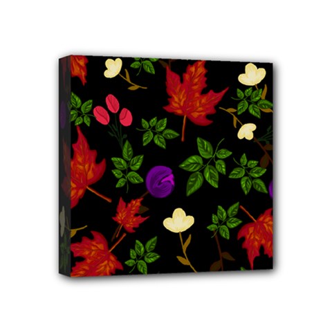 Golden Autumn, Red-yellow Leaves And Flowers  Mini Canvas 4  X 4  (stretched) by Daria3107
