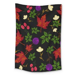 Golden Autumn, Red-yellow Leaves And Flowers  Large Tapestry by Daria3107