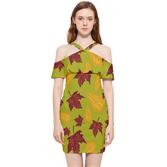 Golden Autumn Shoulder Frill Bodycon Summer Dress by Daria3107