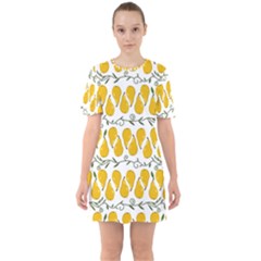 Juicy Yellow Pear Sixties Short Sleeve Mini Dress by SychEva