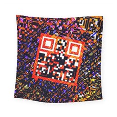Root Humanity Bar And Qr Code In Flash Orange And Purple Square Tapestry (small) by WetdryvacsLair