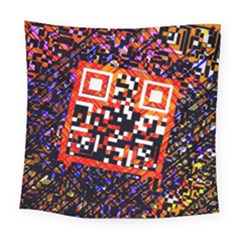 Root Humanity Bar And Qr Code In Flash Orange And Purple Square Tapestry (large) by WetdryvacsLair