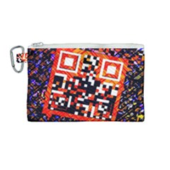 Root Humanity Bar And Qr Code In Flash Orange And Purple Canvas Cosmetic Bag (medium) by WetdryvacsLair