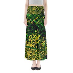 Root Humanity Bar And Qr Code Green And Yellow Doom Full Length Maxi Skirt by WetdryvacsLair