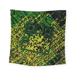 Root Humanity Bar And Qr Code Green And Yellow Doom Square Tapestry (small) by WetdryvacsLair