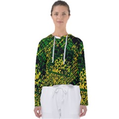Root Humanity Bar And Qr Code Green And Yellow Doom Women s Slouchy Sweat by WetdryvacsLair