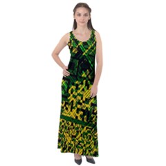 Root Humanity Bar And Qr Code Green And Yellow Doom Sleeveless Velour Maxi Dress by WetdryvacsLair