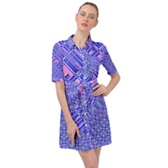 Root Humanity Barcode Purple Pink And Galuboi Belted Shirt Dress by WetdryvacsLair