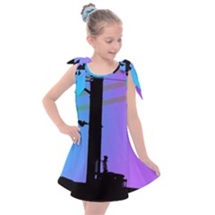 Vaporwave Wires And Transformer Kids  Tie Up Tunic Dress by WetdryvacsLair