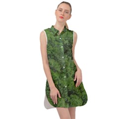 Leafy Forest Landscape Photo Sleeveless Shirt Dress by dflcprintsclothing