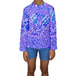 Root Humanity Bar And Qr Code Combo in Purple and Blue Kids  Long Sleeve Swimwear