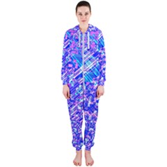Root Humanity Bar And Qr Code Combo In Purple And Blue Hooded Jumpsuit (ladies)  by WetdryvacsLair